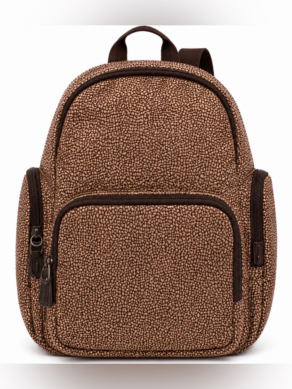 Compact Brown Backpack with Textured Finish